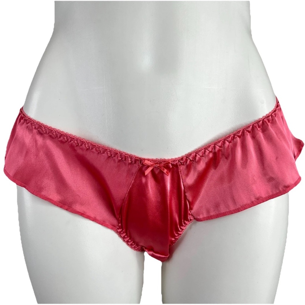 Vintage Classified Pink Satin Ruffle Panties w/Bow Low Waist Women’s Medium